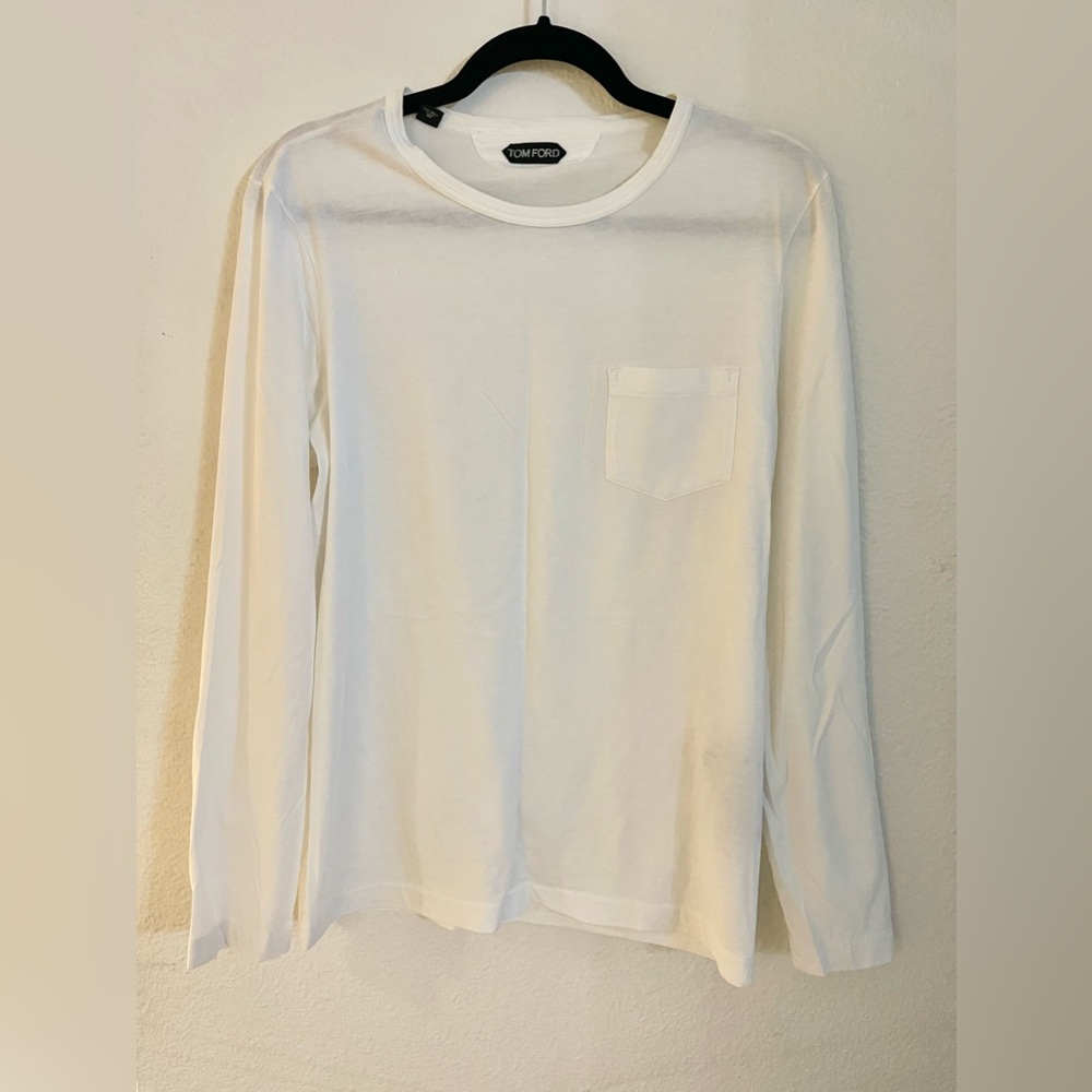 Tom Ford white long sleeve shirt with side breast pocket